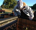 Climbing into balloon basket